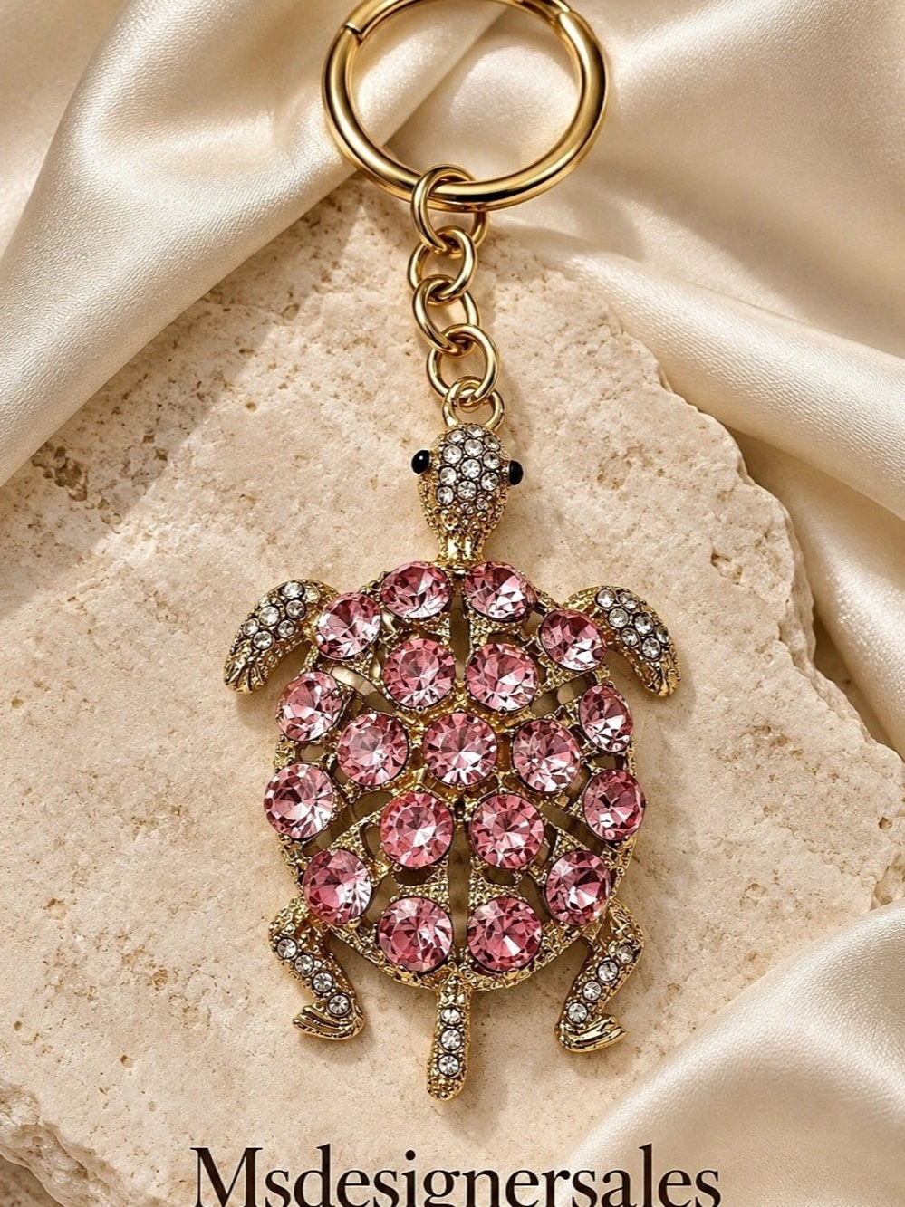 Pink Crystal Turtle Keychain 238